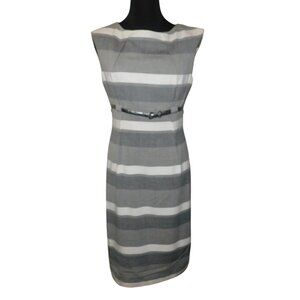 Calvin Klein Gray & White Stripped Sheath Dress Size 6